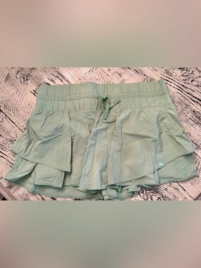 JoyLab Mint Green Tiered Ruffle Skort with Drawstring Waist